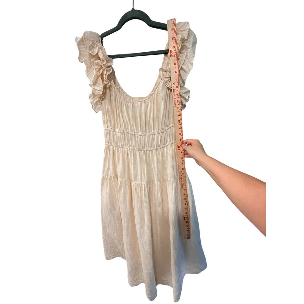 Ulla Johnson 8 Linen Rissa Midi Dress $525 Ruffle Puff Sleeve Smocked Waist Tan - Picture 11 of 11